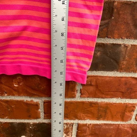 Athleta Womens XS Neon Pink Stripe Built In Shelf Bra Racerback Active Tank Top - Picture 6 of 8